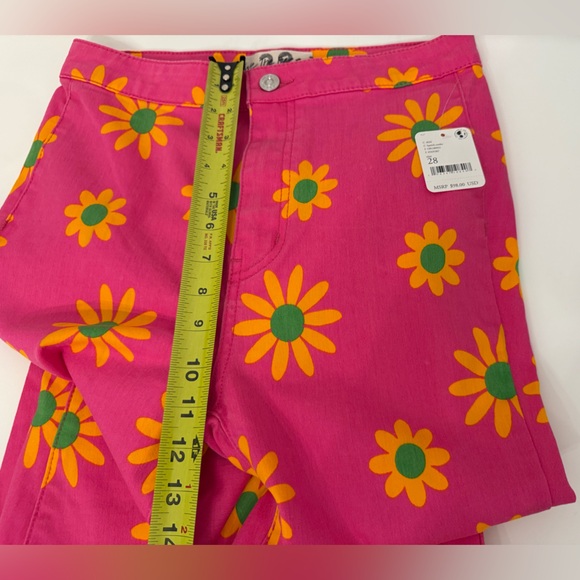 FREE PEOPLE Youthquake Printed Crop Flare Jeans in Lipstick Combo - Picture 5 of 7